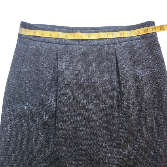 Ann Taylor Black and Siver Herringbone Wool Blend Knee Length Skirt Size 12 - Picture 6 of 7